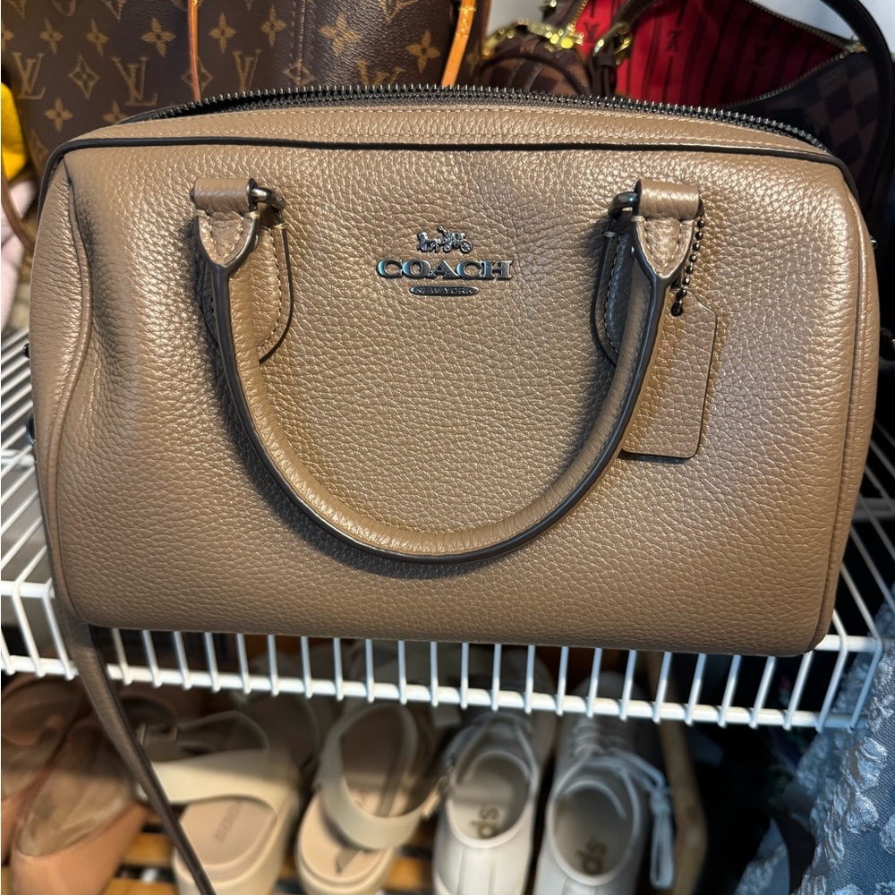 Coach Pebble Leather Satchel in Taupe